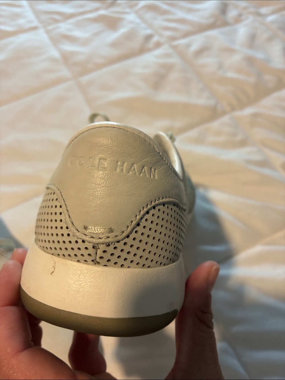 Cole Haan Men's Perforated Leather Sneakers - Off-White/Cream - Picture 3 of 5